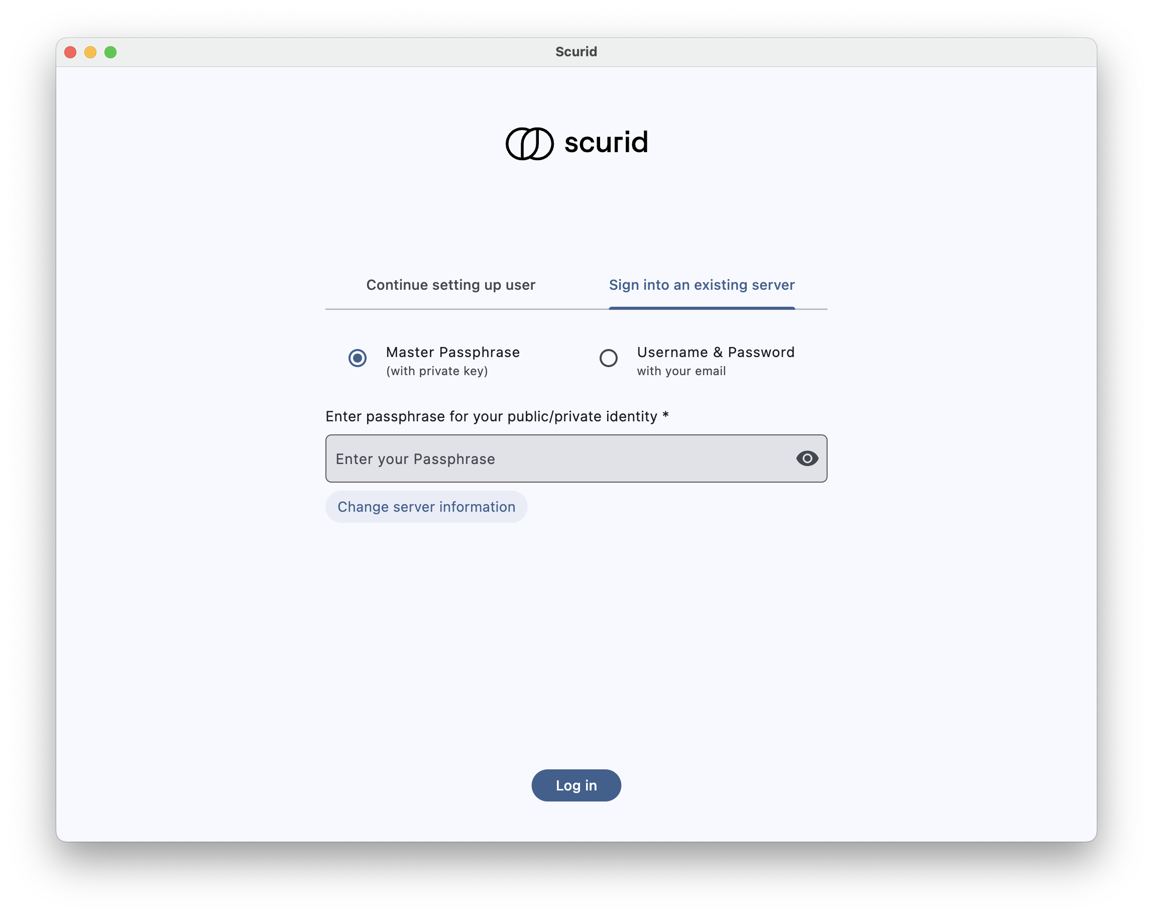 Sign into an existing server